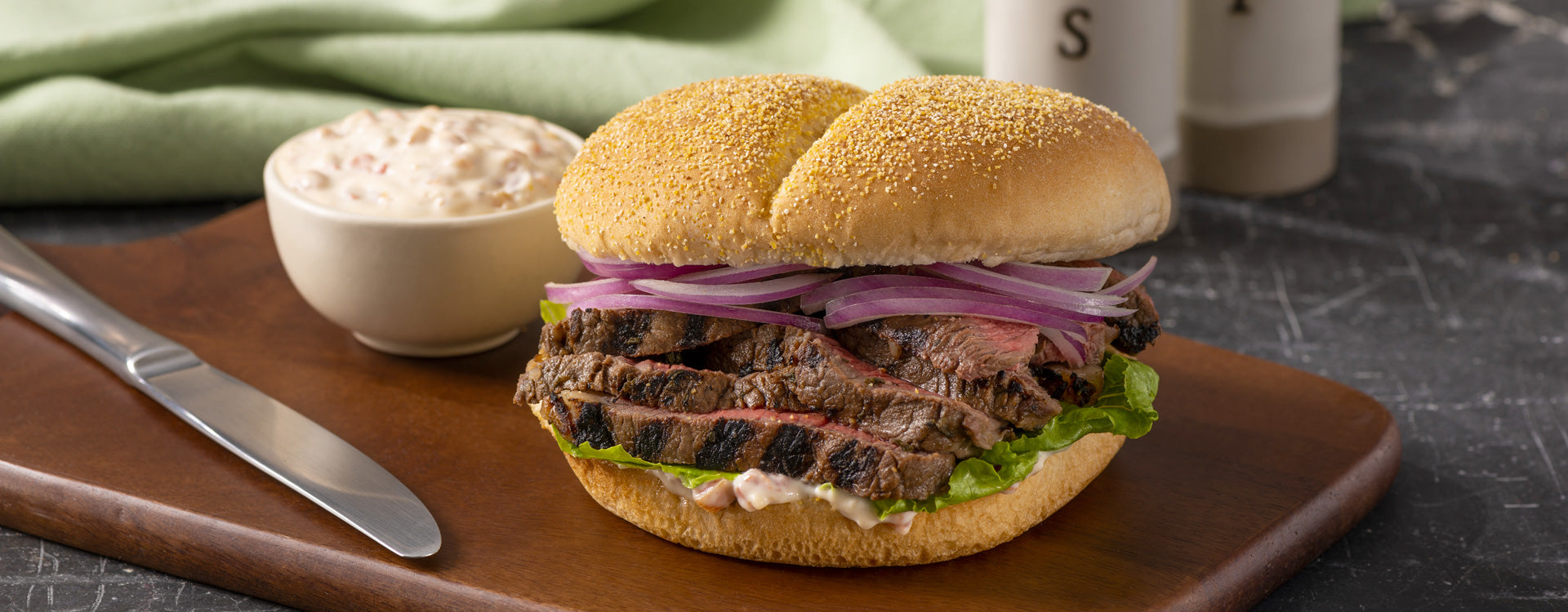Balsamic Beef with Roasted Red Pepper Aioli