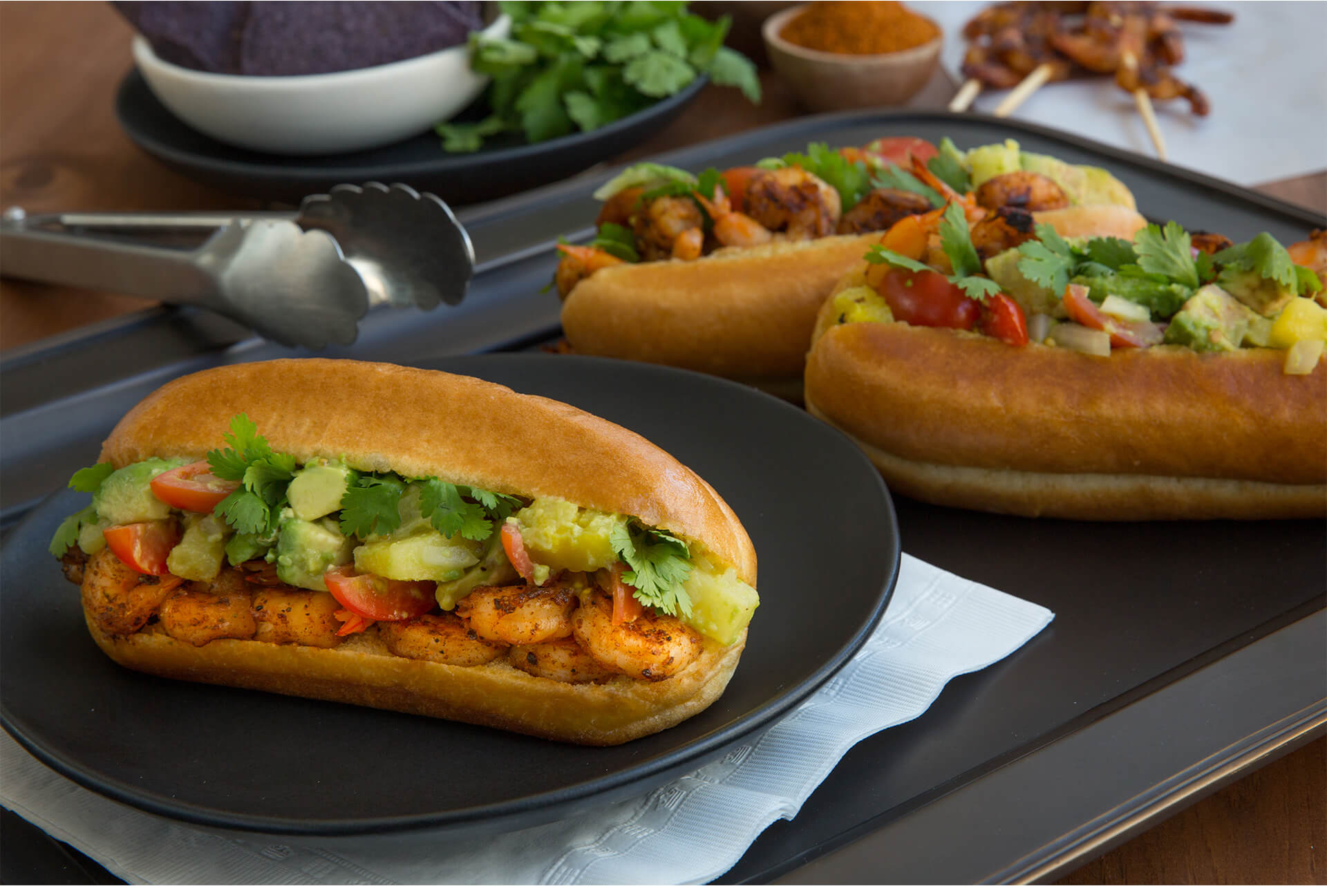 Grilled Cajun Shrimp Dog with Avocado Salsa