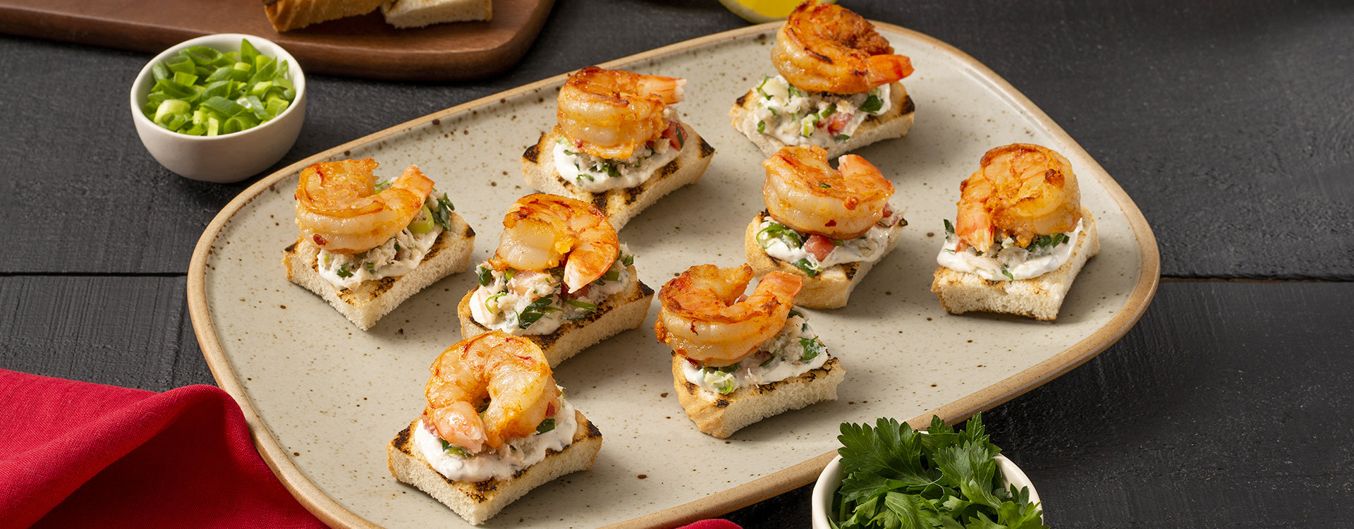 Spicy Shrimp and Crab Bruschetta