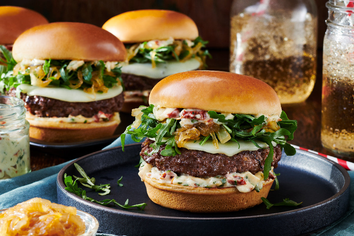 Gourmet Burger with Sun-Dried Tomato Aioli