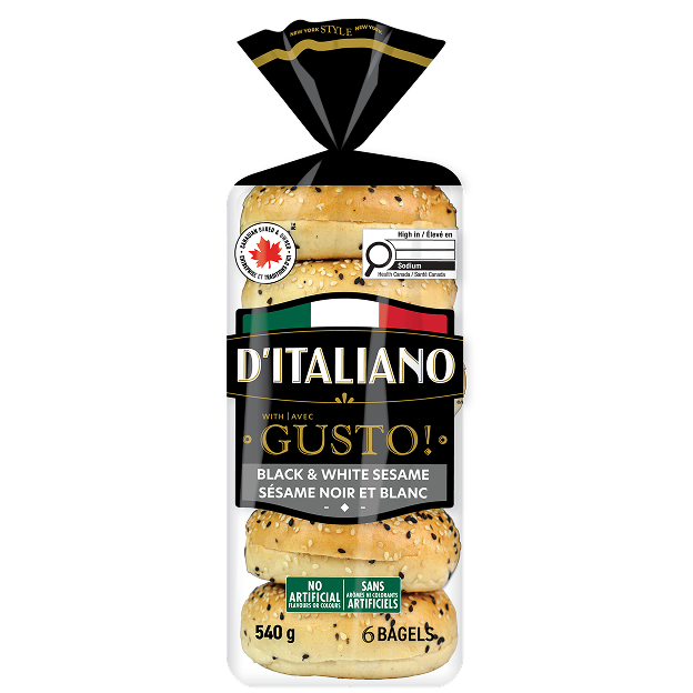 D’Italiano with Gusto!™ Black & White Sesame Bagel