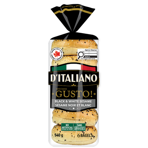 D’Italiano with Gusto!™ Black & White Sesame Bagel