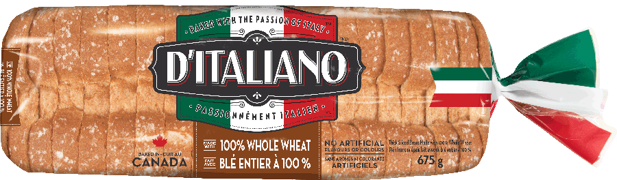 D’Italiano<sup>®</sup> Thick Slice 100% Whole Wheat Bread