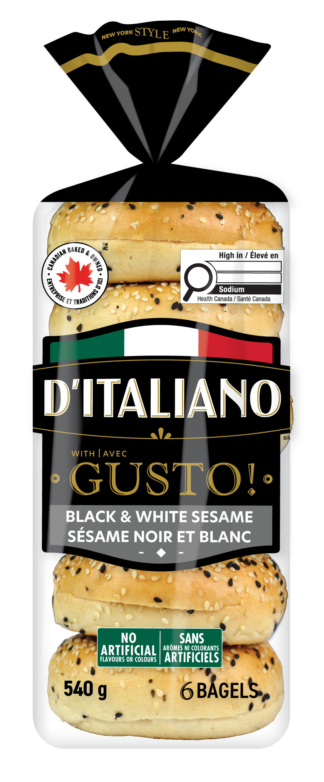 D’Italiano avec Gusto!ᴹᴰ bagel au sésame noir et blanc